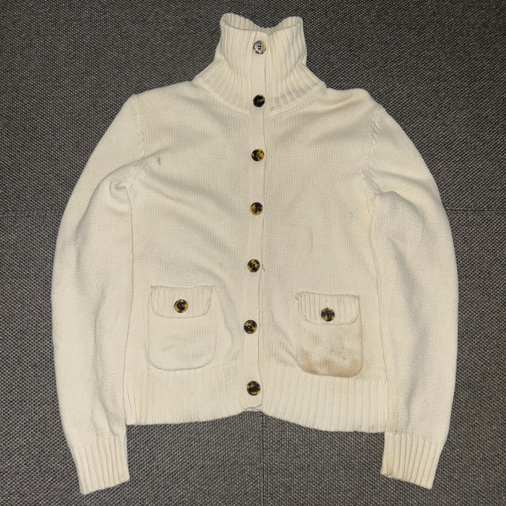 Vintage Ralph Lauren Cream Button-Up Knit Cardigan